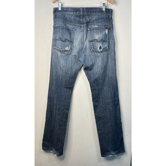 7 For All Mankind Jeans size 33 Blue Austyn Regular Fit Straight Leg Stretch - Picture 6 of 12